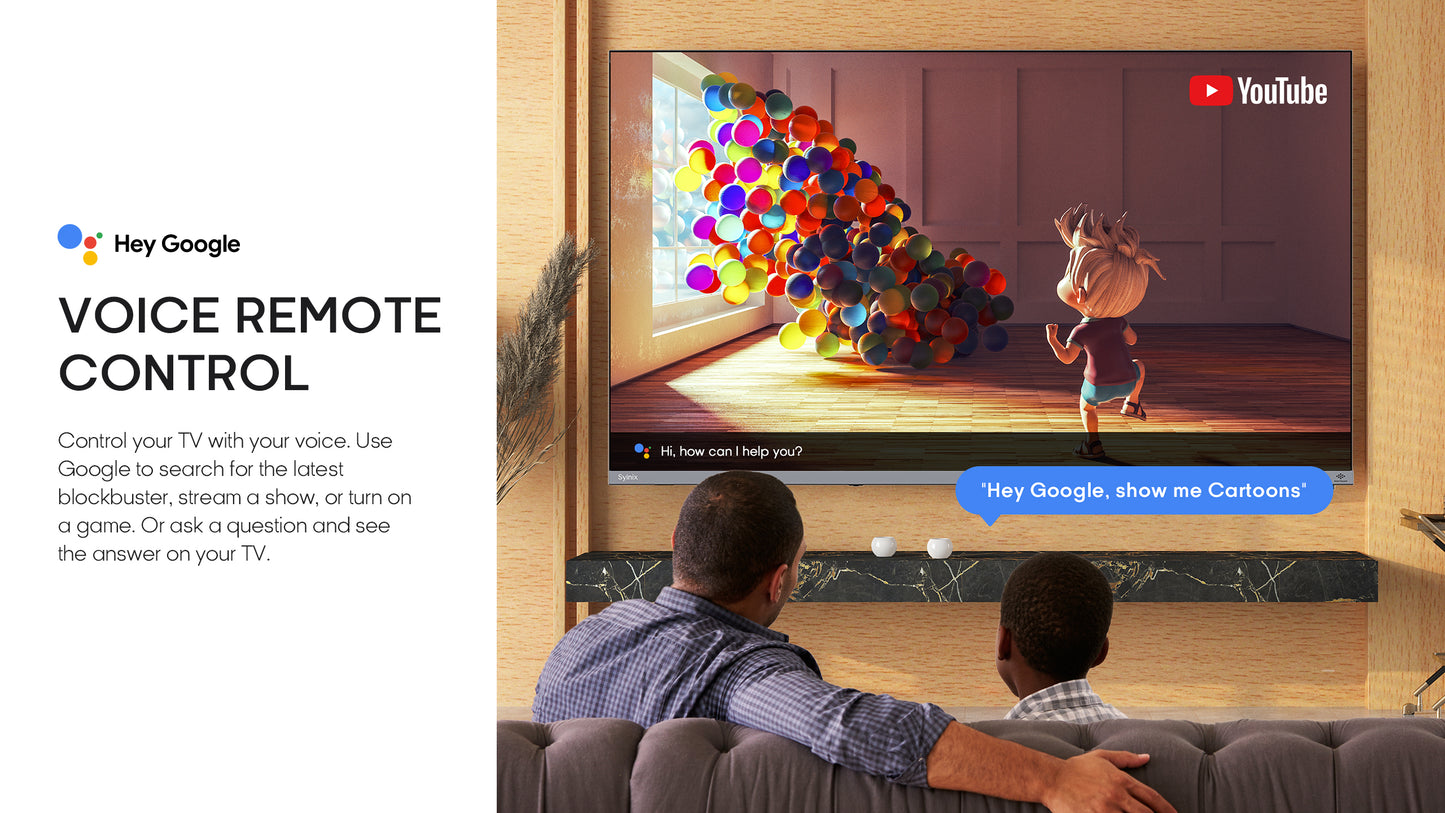 Syinix A61 2k Smart Android Chromecast TV 43 inches Frameless Design with google assistant