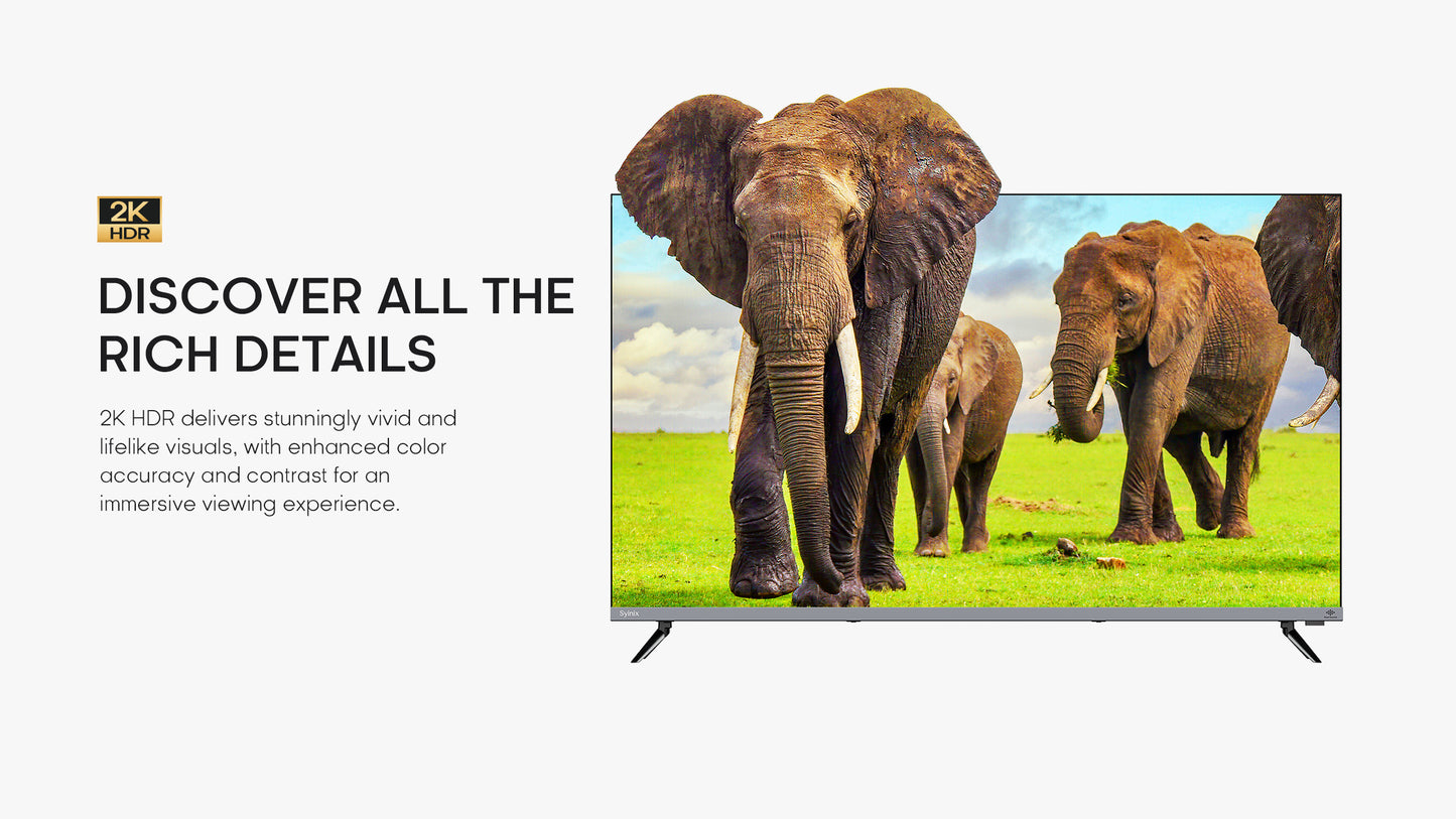 Syinix A61 2k Smart Android Chromecast TV 43 inches Frameless Design with google assistant