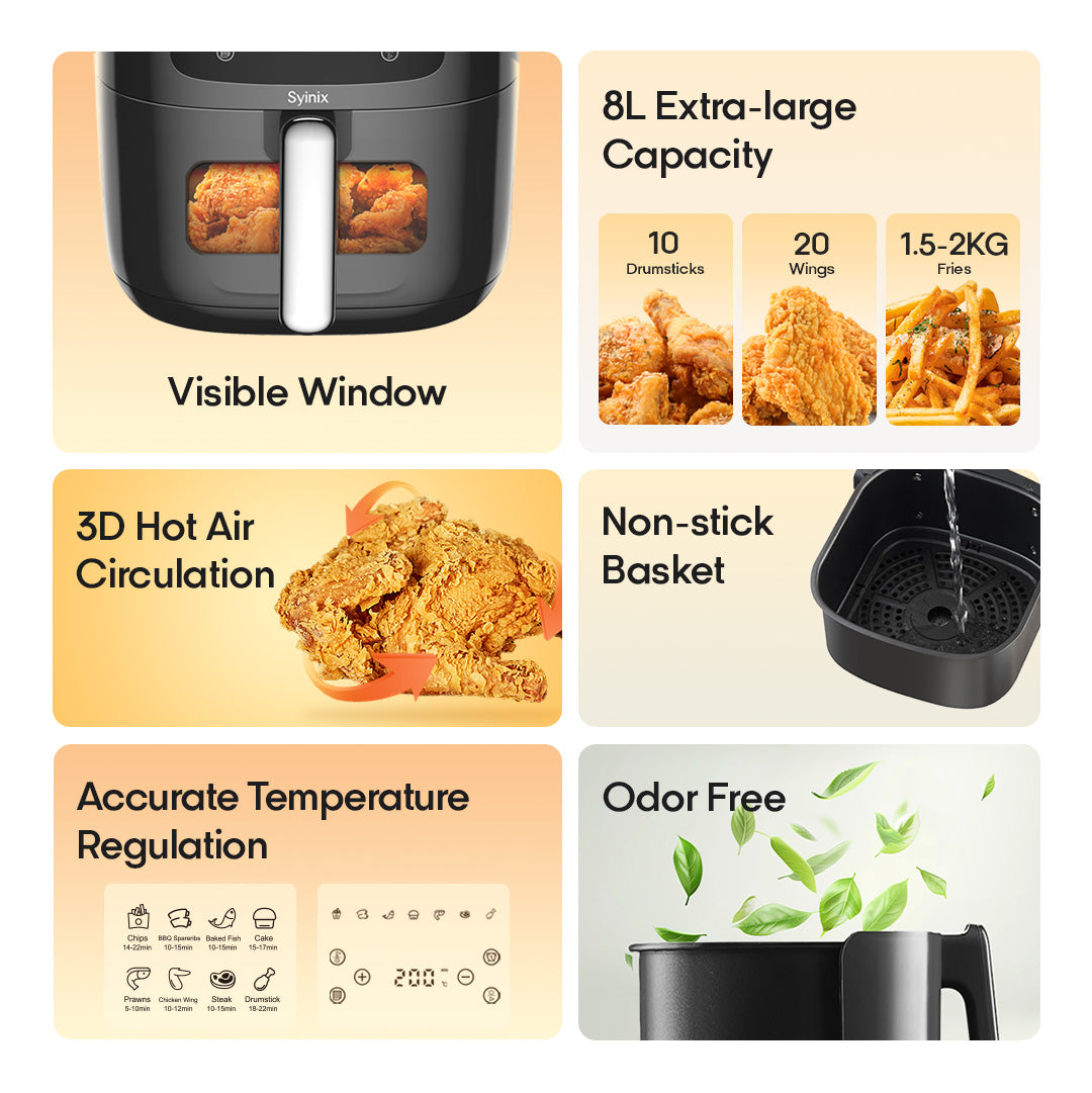 Syinix 8L Digital Hot Air Circulation Air fryer (SAIF75E)