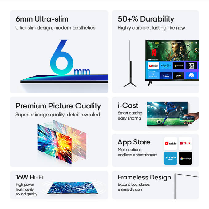 Syinix 32'' THINNEST SLED SMART TV-32S6X