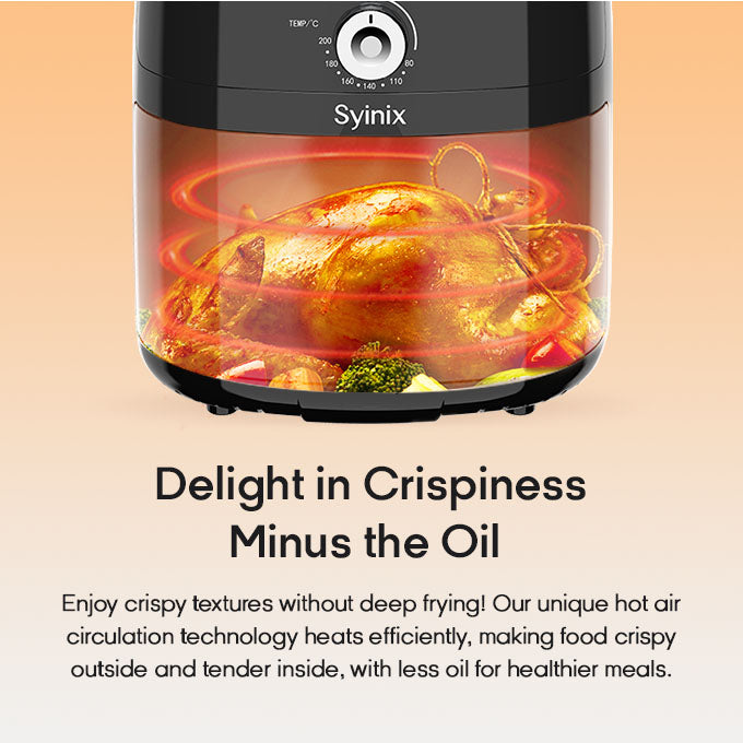 Syinix 6L Temperature Control 3D-Heating Air Fryer.