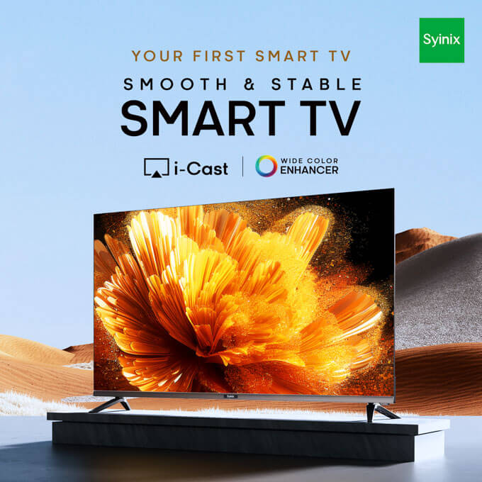 6.Syinix 43'' SMOOTH & STABLE SMART TV 43S65