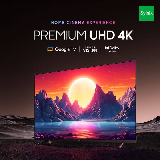 9. Syinix 55'' UHD 4K Google TV Home cinema experience U61G series