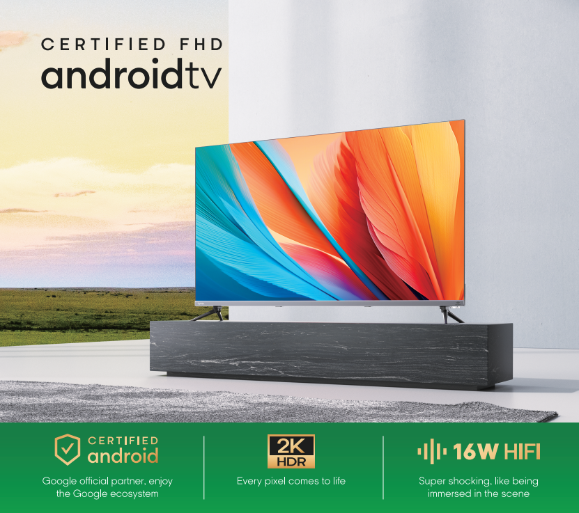 Syinix A61 2k Smart Android Chromecast TV 43 inches Frameless Design with google assistant