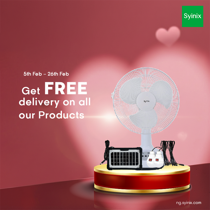 4.Syinix 12 Inches Rechargeable Fan +Solar Panel +13 Months Warranty