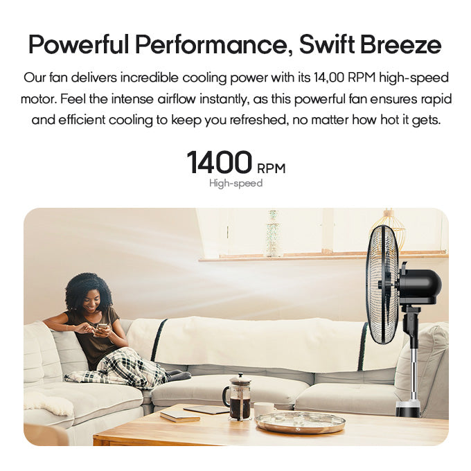 4.Syinix 18 Inches Rechargeable Fan+10 Hours+ Remote Control+ Pure Copper Motor+LED+13Months Warranty