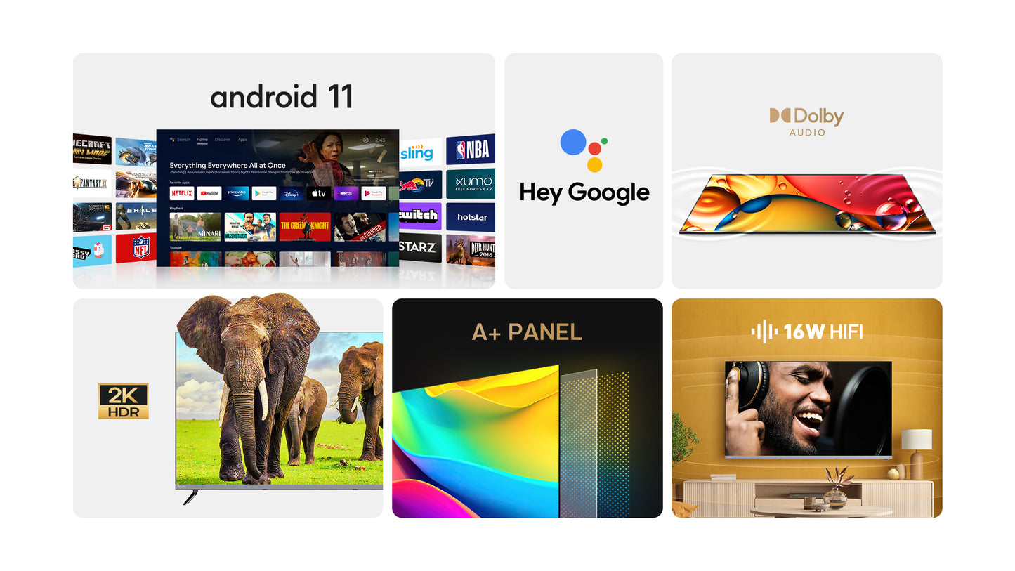 Syinix A61 2k Smart Android Chromecast TV 43 inches Frameless Design with google assistant
