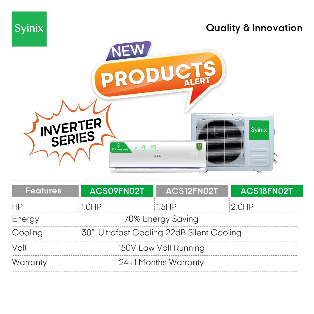 Syinix Inverter Energy saving Air Conditioner 1.5 HP (With installation kit)
