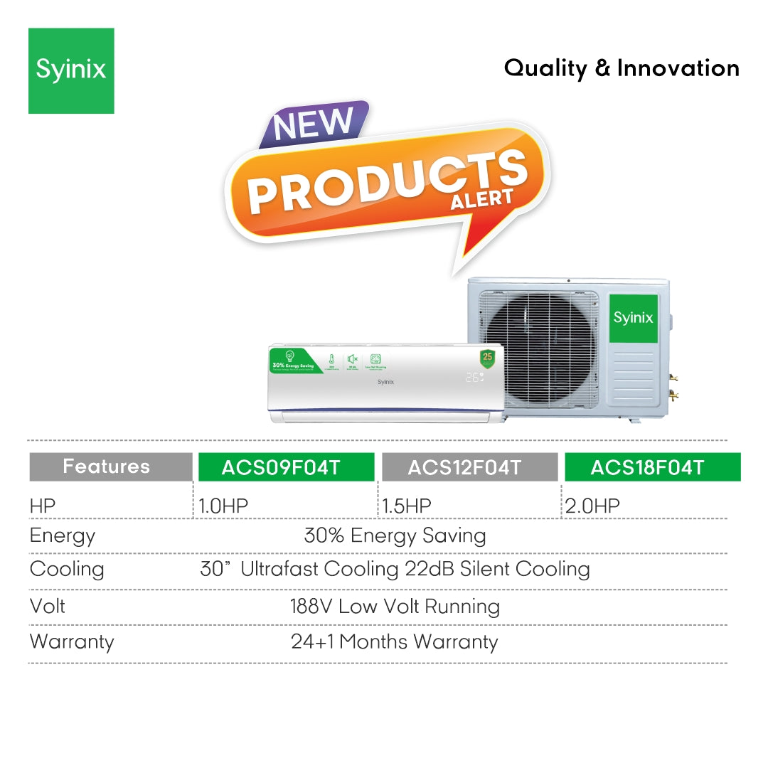 Syinix Split Energy saving  Air Conditioner 1.5 HP  (With installation kit)
