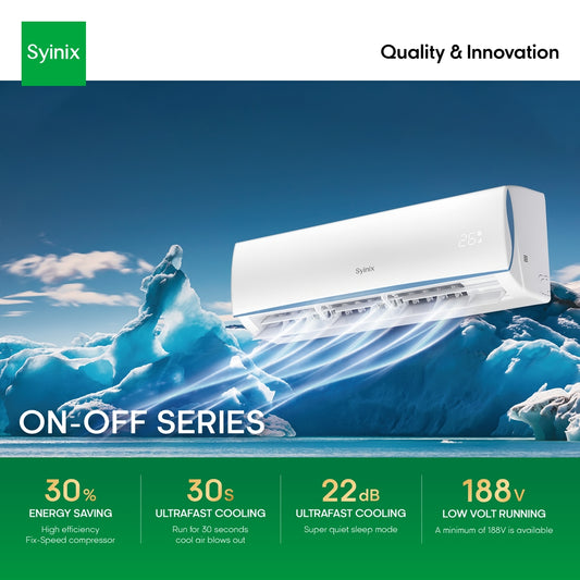 Syinix Split Energy saving  Air Conditioner 1HP  (With installation kit)
