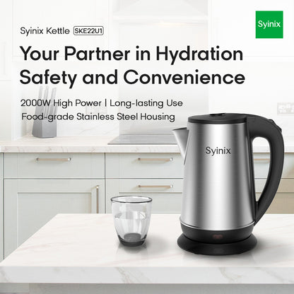 Syinix 2.2L Electric Kettle Silver