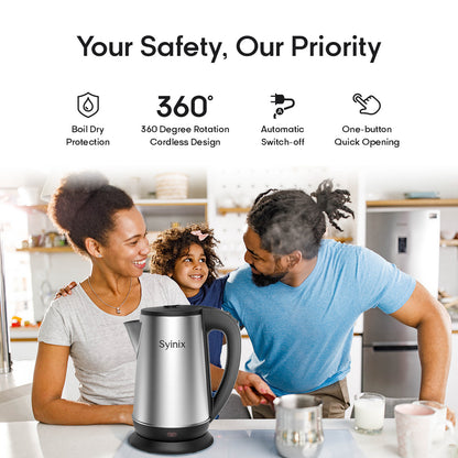 Syinix 2.2L Electric Kettle Silver