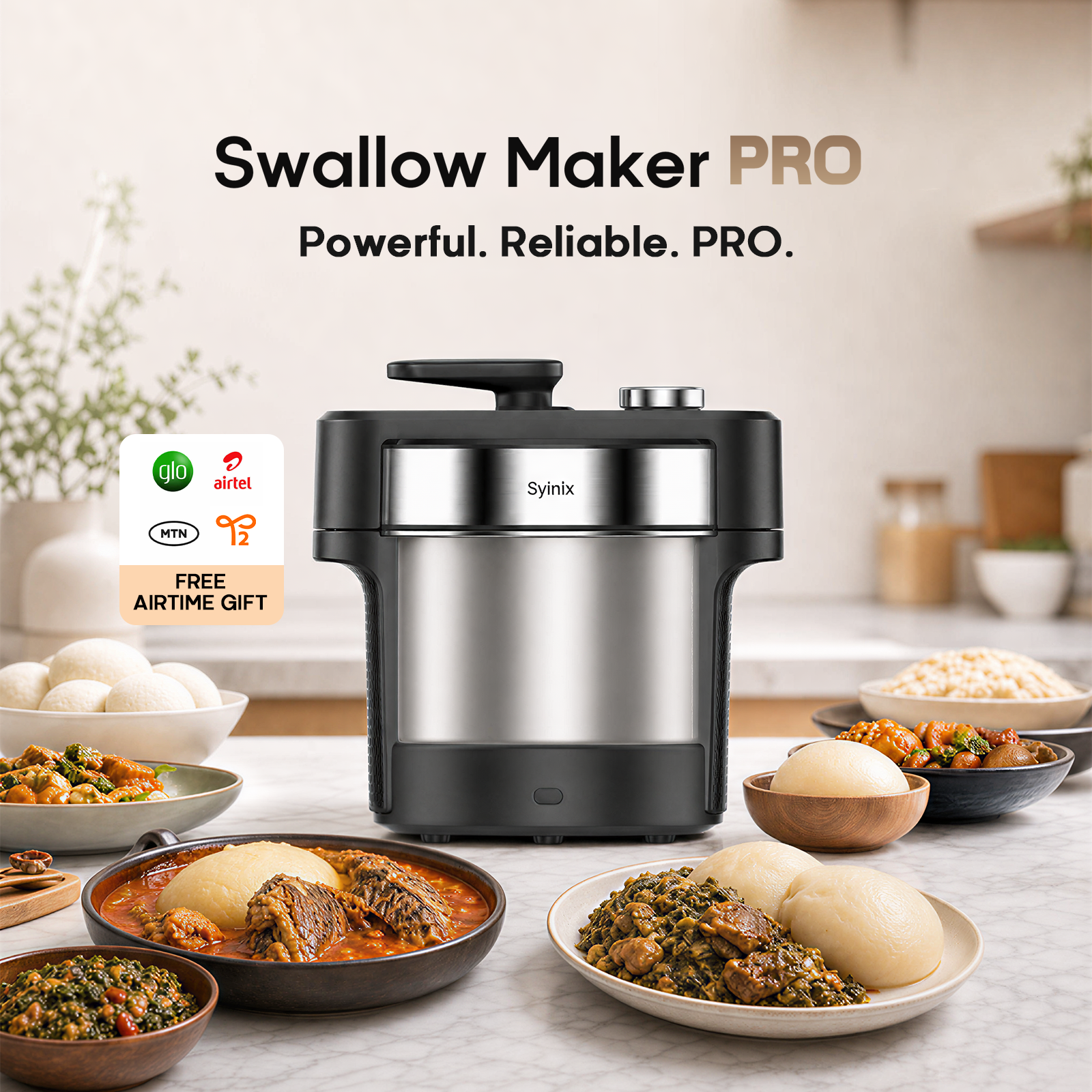 1.1. Swallow Maker Pro All-Purpose Fufu Machine + Free NGN5,000 Airtime 🎁
