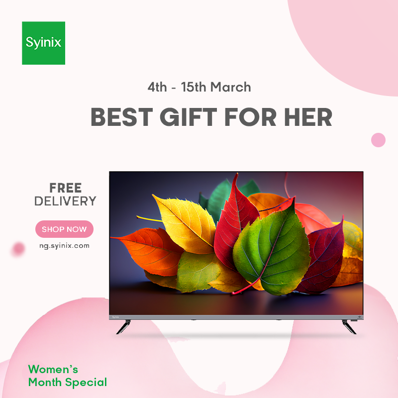 7.Syinix 43'' SMOOTH & STABLE SMART TV 43S65