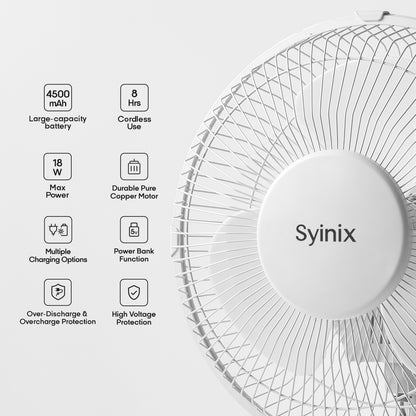 4.Syinix 12 Inches Rechargeable Fan +Solar Panel +13 Months Warranty