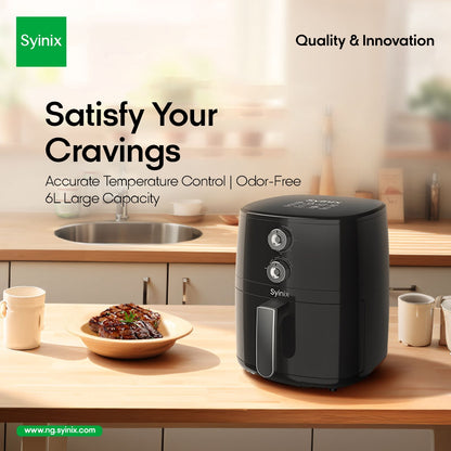 Syinix 6L Temperature Control 3D-Heating Air Fryer.