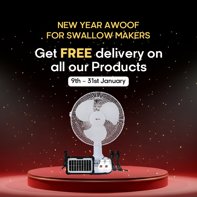 4.Syinix 12 Inches Rechargeable Fan +Solar Panel +13 Months Warranty